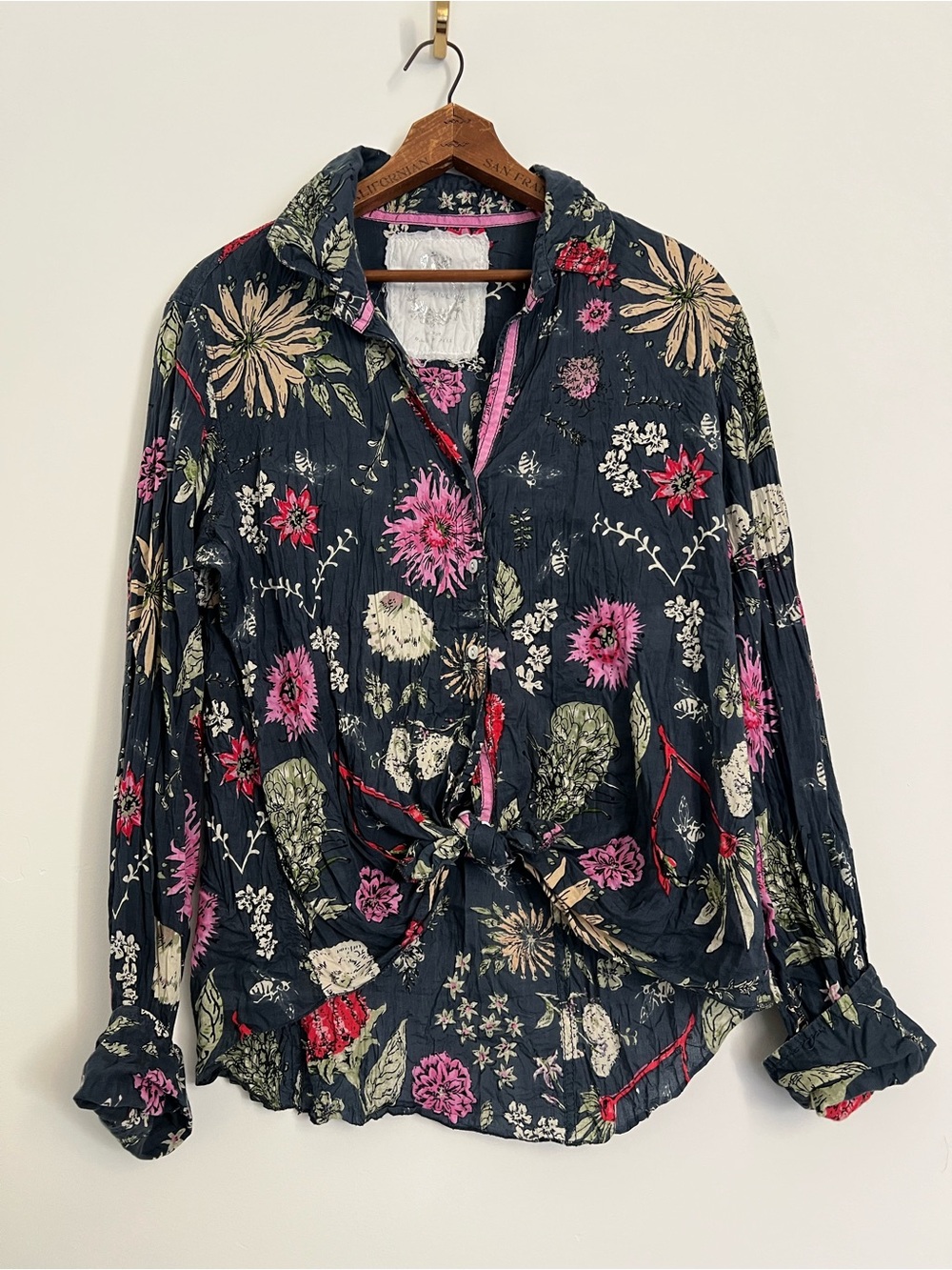 Cino Crinkle Blouse in Azul Polynesia